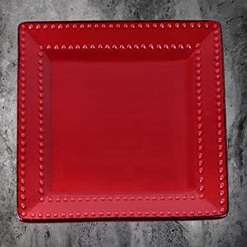 Lorren Home Trends 16-Piece Red Square Stoneware Dinnerware Set