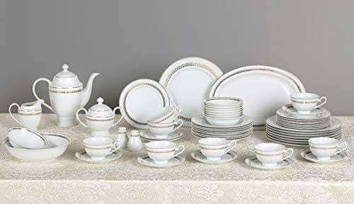 Lorren Home Trends Caramel-57 Dinner Sets, Gold