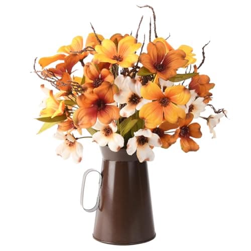 Artificial Silk Flowers with Vase for Home Office and Dining Table