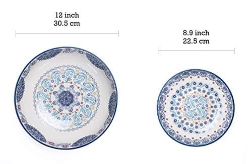 Bico Havana Ceramic Pasta Bowls (Set of 5) - 1 x 214oz, 4 x 35oz - for Pasta, Salad, Microwave & Dishwasher Safe - Housewarming Gift