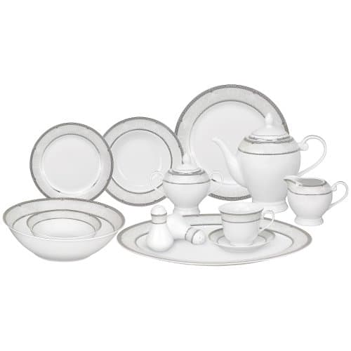 Lorren Home Trends 57-Piece Porcelain Dinnerware Set for 8, Alina-GD — Ballo