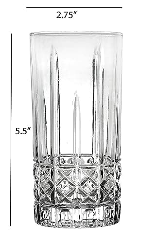 Lorren Home Trends Textured Cut Glass 12oz Drinking Glass Set of 6