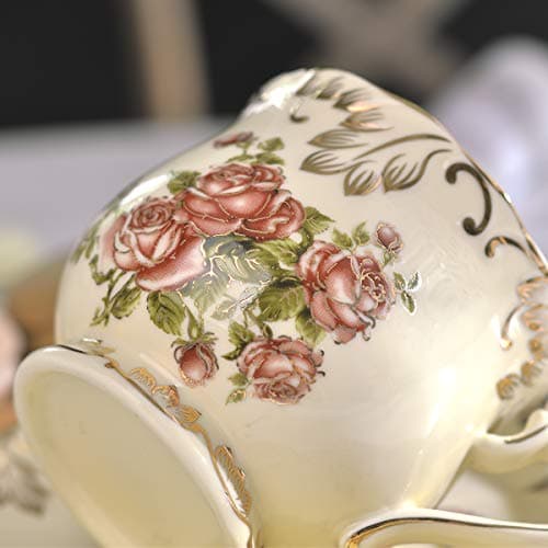 YOLIFE 8 oz Floral Porcelain Teacup Set with Holder