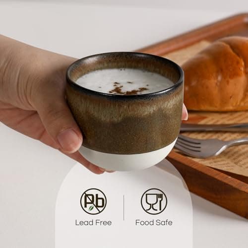 INGOFIN Ceramic Espresso Cup Set - Espresso & Coffee Mug, Microwave & Freezer Safe, Pack of 4