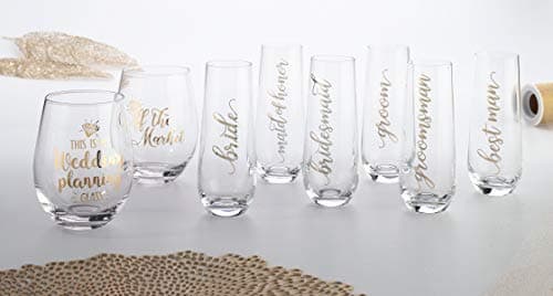 Maid of Honor Stemless Champagne Glass - Lillian Rose Gold - 5.75 - Clear