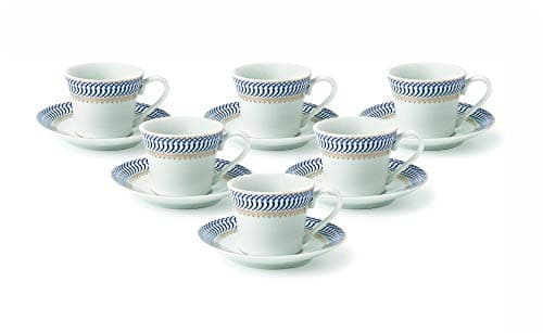 Blue Sapphire 6-Piece Cup and Saucer Set by Lorren Home Trends