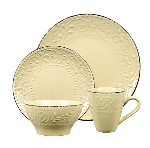Lorren Home Trends Red Dinnerware Set for Entertaining — Yellow