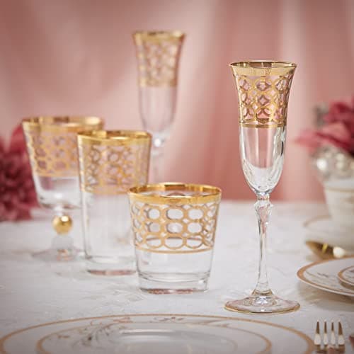 Lorren Home Trends Infinity Gold Ring & Champagne Flute Set