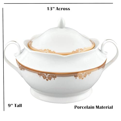 Lorren Home Trends Porcelain Souptureen with Lid Catherine
