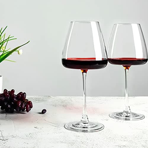 6-Piece 19.5 oz Clear Glass Wine Set, Durable Large Stem Concave Bowl
