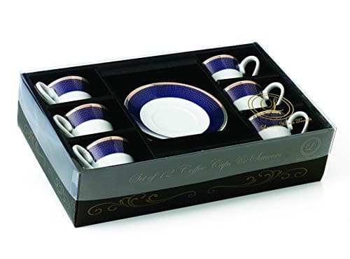 Midnight Blue Cups and Saucers by Lorren Home Trends