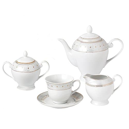 Gold Border Porcelain Dinnerware Set for 8 Pieces - Carlotta Mix & Match