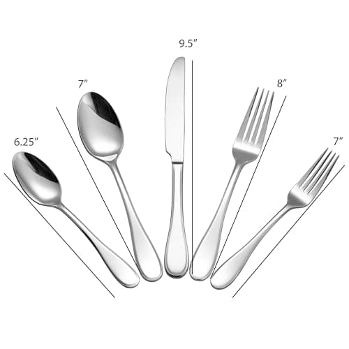 Lorren Home 20 Piece Stainless Steel Flatware Set, Dishwasher Safe, Serve 4