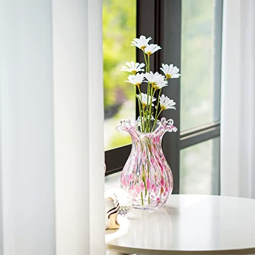 Handblown Glass Vase, Modern Flower Vase for Home Decor