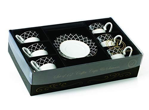 Domino-6 Cups and Saucers Set in Black