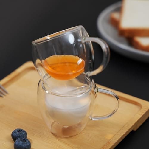 2.5 oz Double Wall Insulated Espresso Cups Set of 2 with Handle - Perfect for Espresso Machine