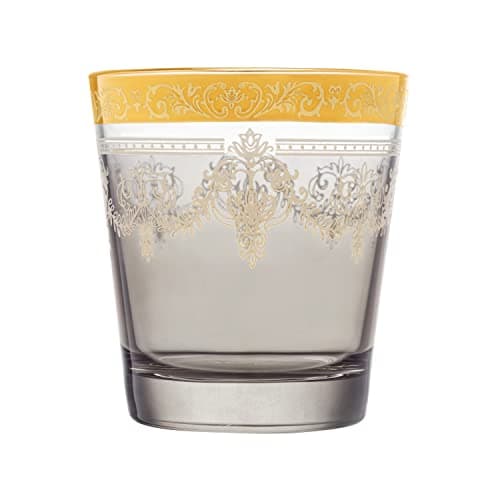 Lorren Home Trends Double Old Fashion Set of 6 Multicolor Gold Band