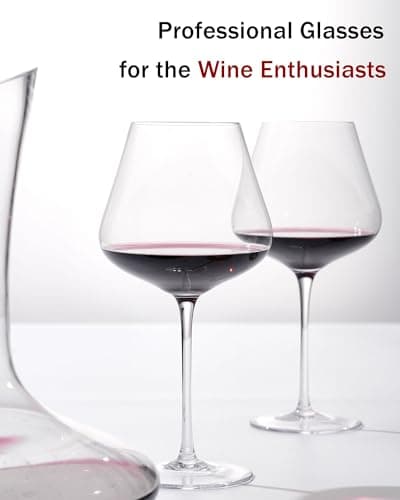 JBHO Lead-Free Crystal Burgundy Wine Glasses - Set of 4, 21 oz