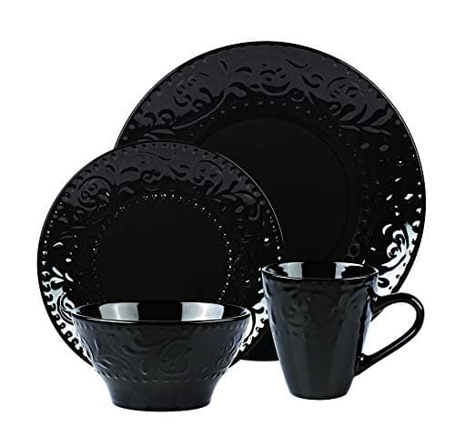 Lorren Home Trends Red Dinnerware Set for Entertaining — Black