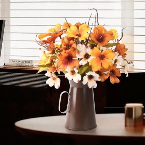 Artificial Silk Flowers with Vase for Home Office and Dining Table