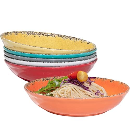 Vintage Cool Grey Melamine 9.25 Inch Bowls Set, 6 Piece Mealware — Assorted Color