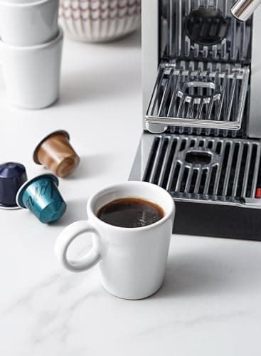 LE TAUCI 3 oz Espresso Cups, White Set of 4, Stackable Mini Mug Perfect for Home or Office