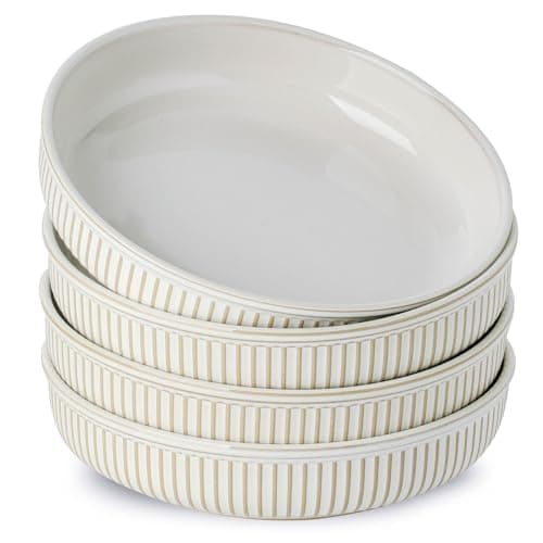 White 8" Ceramic Pasta Bowl Set of 4, 30 Ounces — Farmhouse White