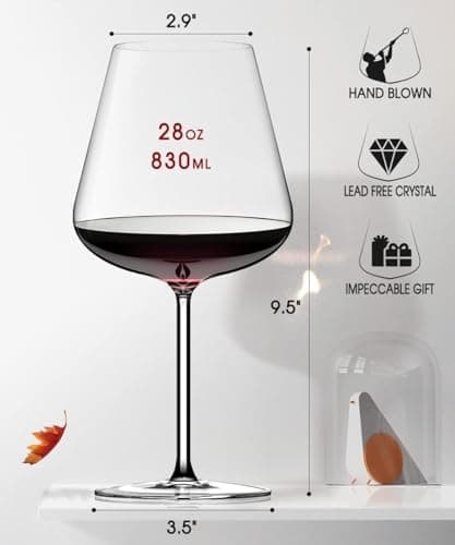 Handblown Crystal 28oz Red Wine Glasses Set of 4, Ideal for Christmas, Weddings, Birthdays