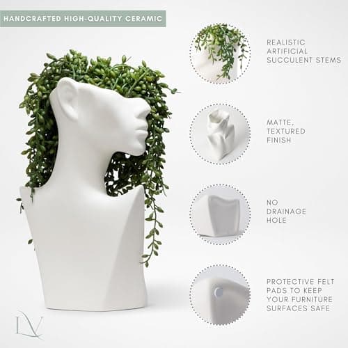 Faux String of Pearls Plant Face Vase with Succulents for Table DecorATIONS