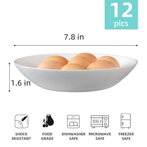 12-Piece Tempered Glass Pasta Bowls Set, 7-4/5 Inch Round