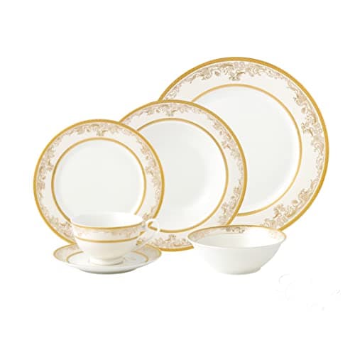 Bone China Dinnerware Set for 4 by Lorren Home Trends, Gold