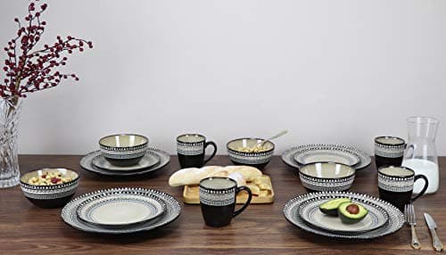 Lorren Home Trends Large Blue Glazed Dinnerware Set