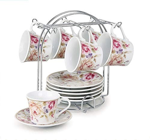 Lorren Home Trends Pink Cups and Saucers