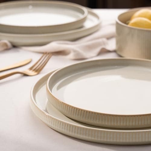 Famiware Cappuccino White Star Dinnerware Set, 12 Piece Chip-Resistant Kitchen Ware