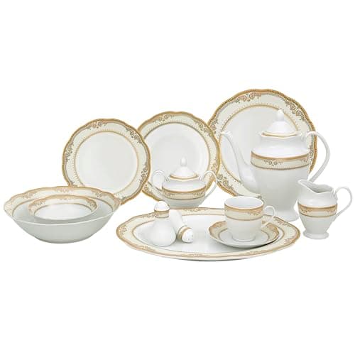 Lorenzo Import Isabella 57-Piece Wavy Porcelain Dinnerware Set for Casual and Formal Gatherings 
| Lorenzo Import Isabella 57-Piece Wavy Porcelain Dinnerware Set for Families and Entertaining 
| Lorenzo Import Isabella 57-Piece Wavy Porcelain Dinner