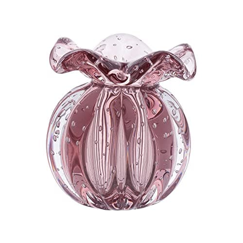 Murano Crystal Vases for Flowers - Elegant Decorative Centerpiece & Small Crystal Vase for Home Decoration - 4.72x4.72 Inches — Vintage Rose/Pink
