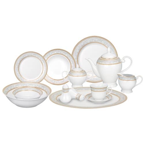 Lorren Home Trends 57-Piece Porcelain Dinnerware Set, Giada, Service for 8