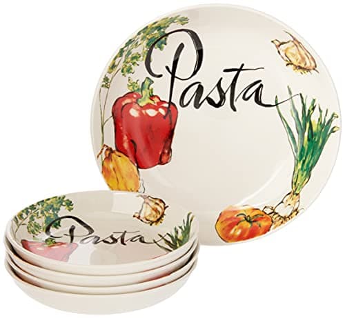 Vibrant Vegetable Design Porcelain Pasta Set - 5 Piece Collection for Lorren Home Trends