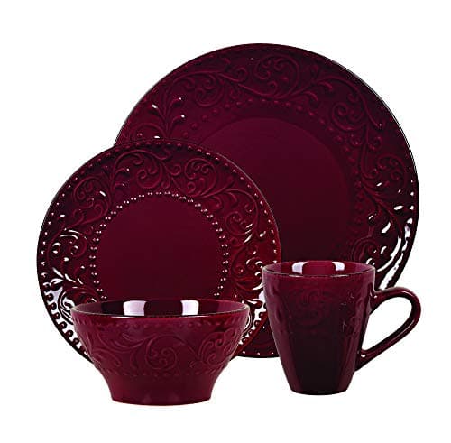 Lorren Home Trends Red Dinnerware Set for Entertaining — Merlot