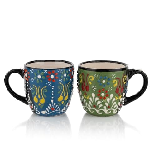Modern Stackable Ceramic Espresso Cup Set (Green/Blue)