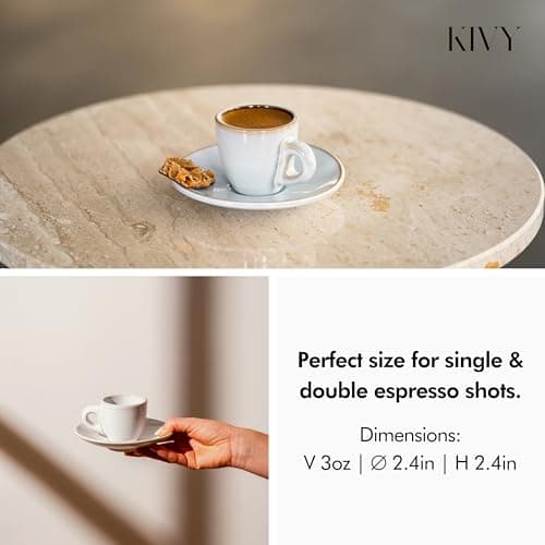 KIVY 3 oz Espresso Cup Set of 4 - Thick Walled Stoneware