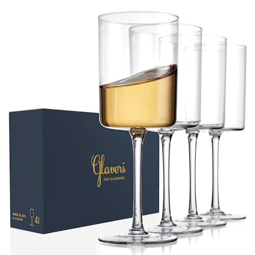 Square Crystal Wine Glass Set - 16 oz, Gift Packaged