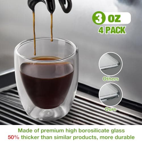 Set of 4 Double Walled Espresso Cups for Espresso Lovers