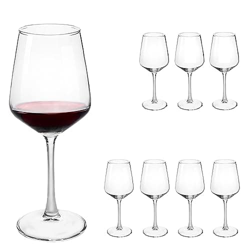 Durable Red & White Wine Glasses Set of 8, 12 oz for Weddings & Parties