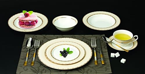 Elegant Lorenzo 57-Piece Gold Bone China Dinner Service for 8