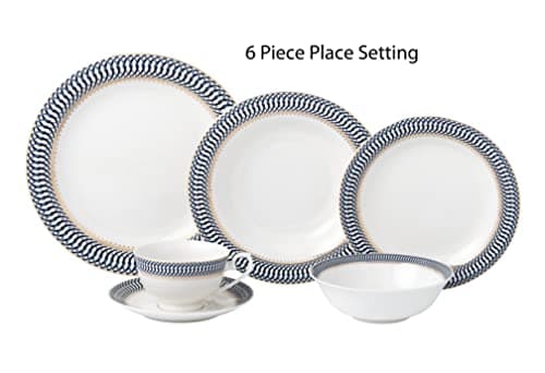 24-Piece Bone China Dinnerware Set, Service for 4 by Lorren Home Trends