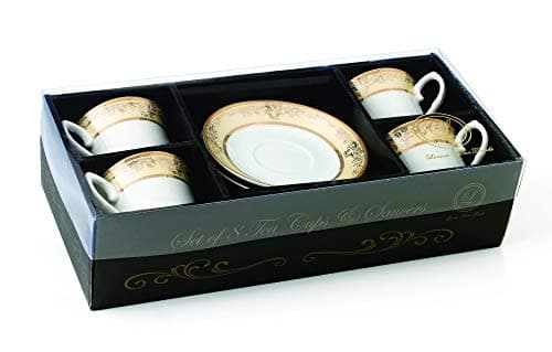 Lorren Home Trends Chloe 4 Cups and Saucers Gold