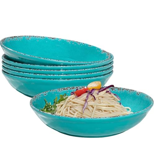 Vintage Cool Grey Melamine 9.25 Inch Bowls Set, 6 Piece Mealware — Antique Teal
