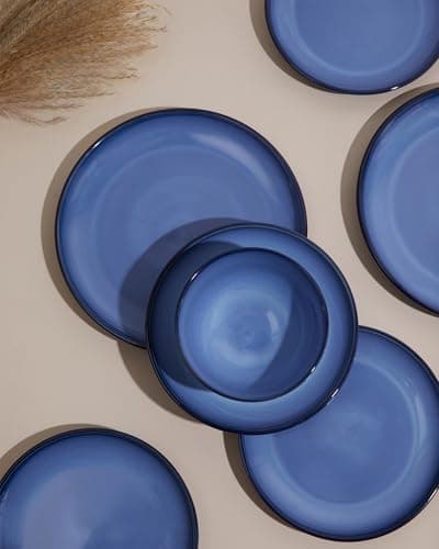Light Blue 32 Oz Ceramic Pasta Bowl Set, Microwave & Dishwasher Safe