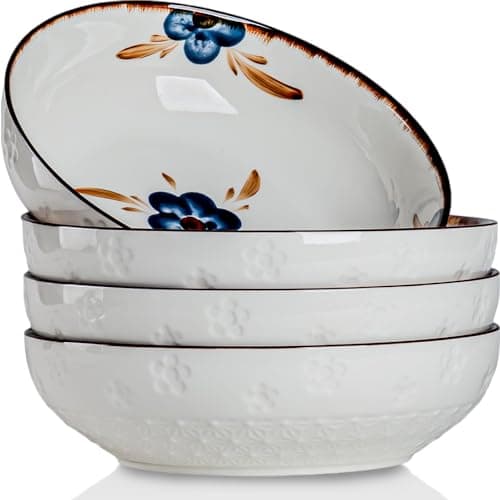Qinlang 55 OZ Salad & Soup Bowls Set - Microwave Safe, Large Kitchen Serveware